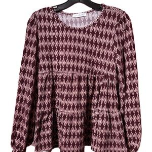 Geometric Patterned Burgundy Top